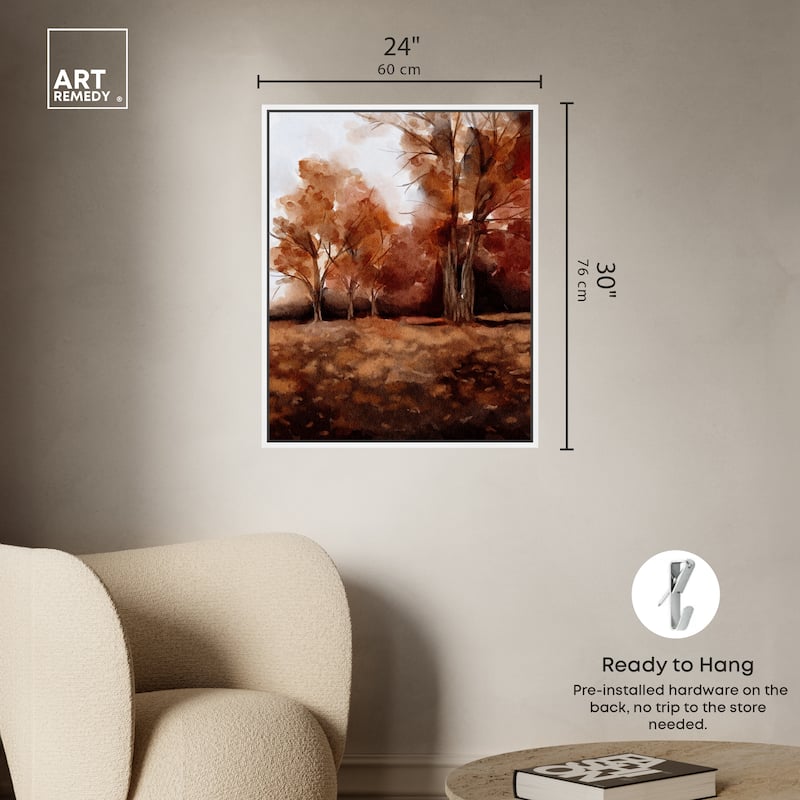 Art Remedy November Landscape Framed Landscape 1 Piece Canvas Wall Art Watercolor Style