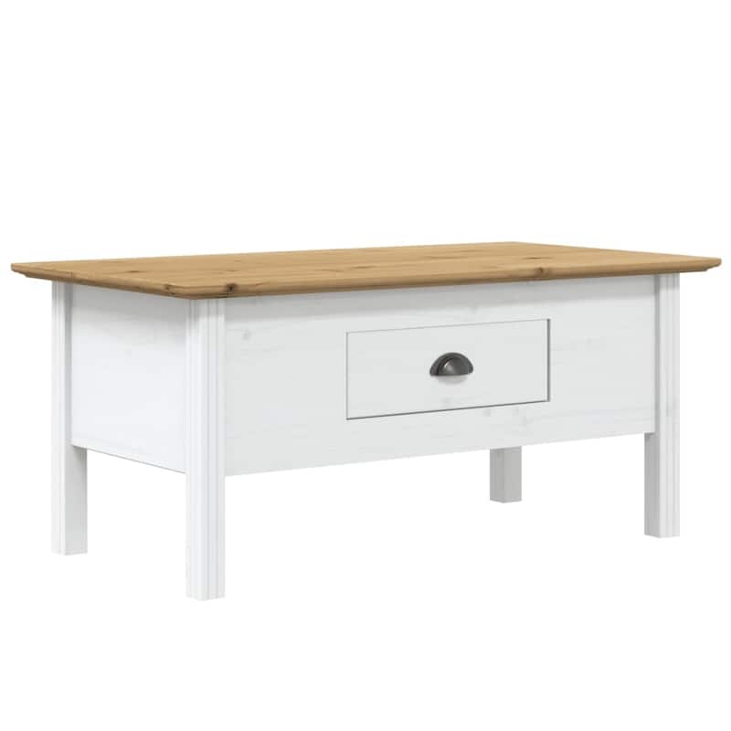 vidaXL Coffee Table Accent Side Table for Living Room BODO Solid Wood Pine - 39.4"x21.7"x17.7"