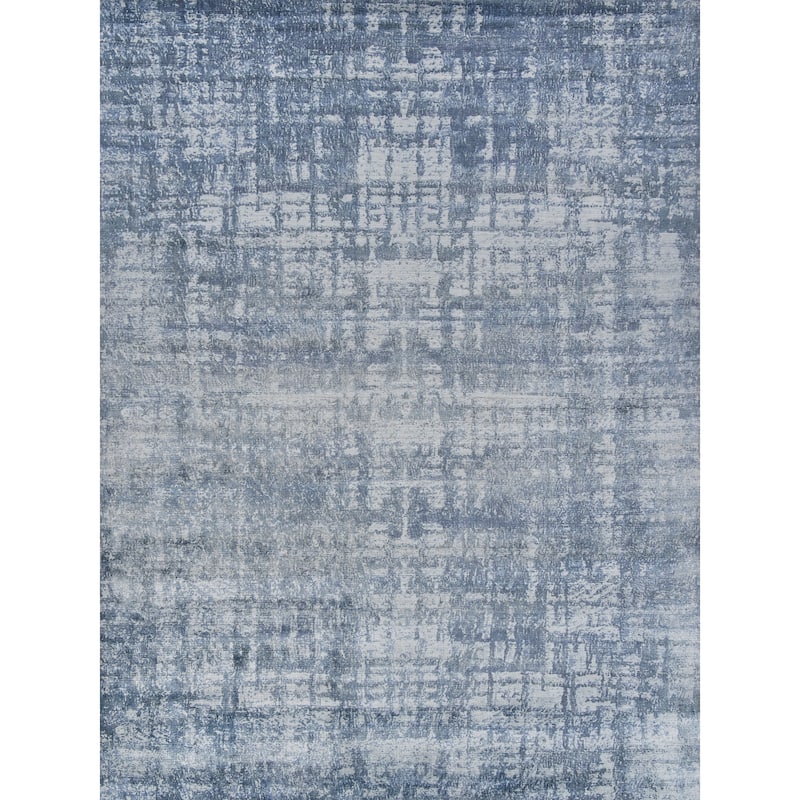 EXQUISITE RUGS Antolini Hand-loomed Bamboo Silk Blue/Ivory/Grey Area Rug.