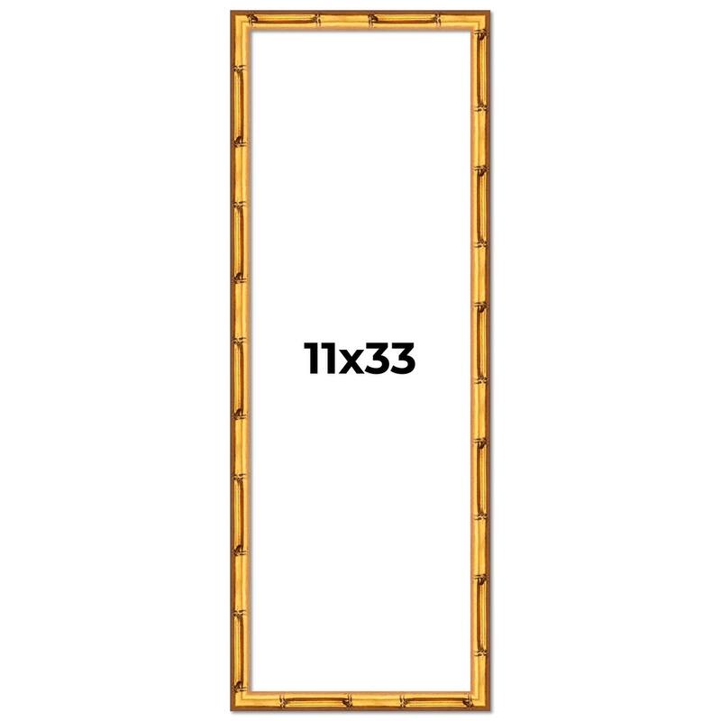 11x33 Frame Gold Bamboo Picture Frame Modern Photo Frame Includes UV Acrylic Shatter Guard Front Acid Free Foam Backing Board