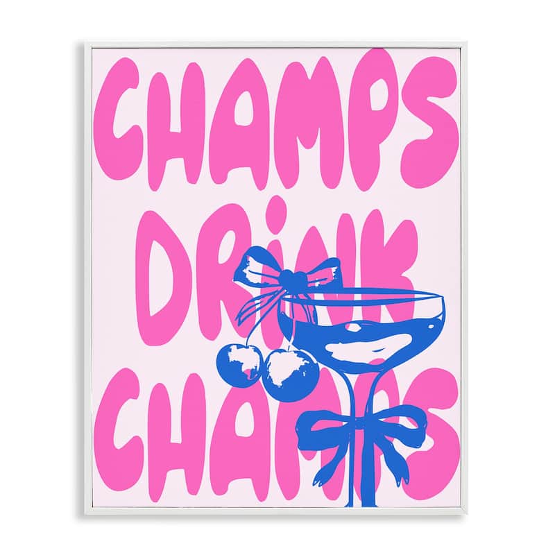 Stupell Champs Drink Champagne Framed Giclee Art Design By House of Lulu - 11 x 14 - White