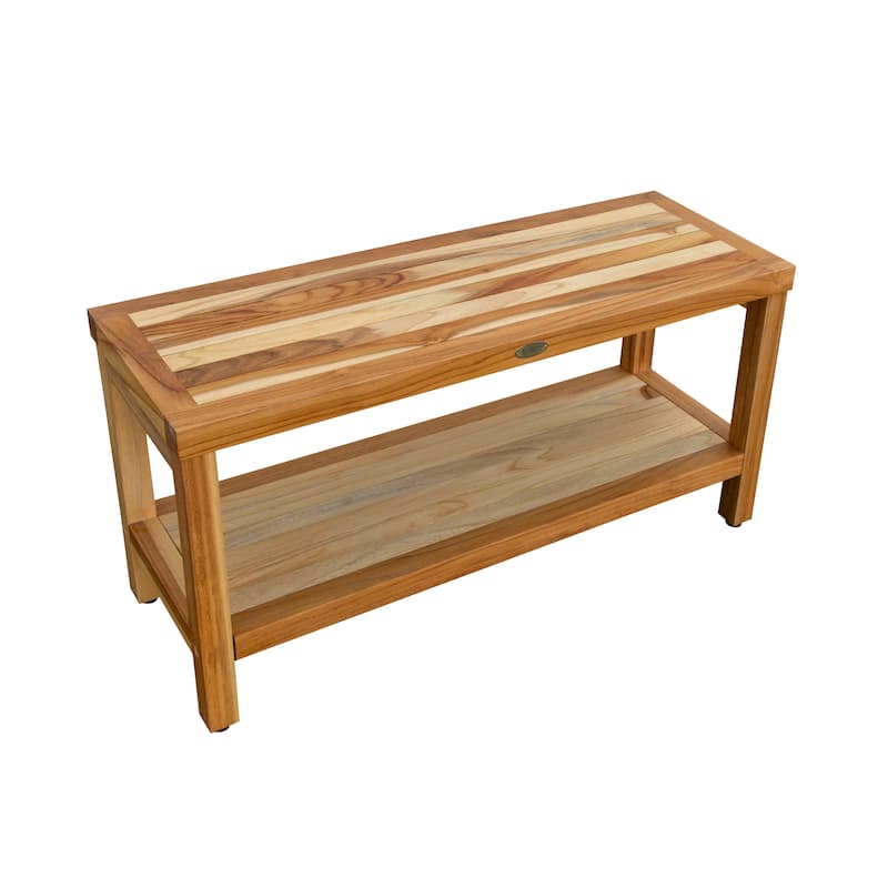 EcoDecors Eleganto EarthyTeak 36" Teak Shower Bench with Shelf
