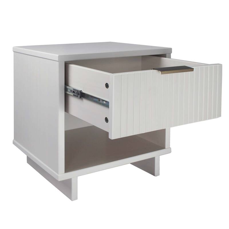 Modern White Nightstand with Single Drawer