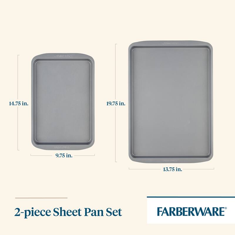Farberware GOLDEN BAKE Bakeware Nonstick Sheet Pan Set, 2-Piece, Gray