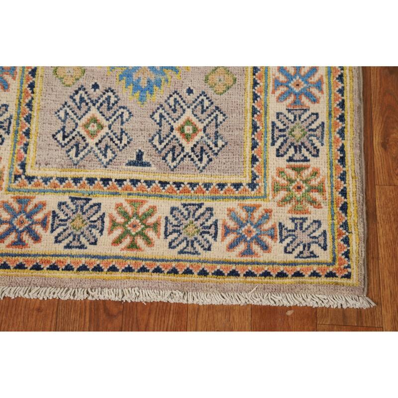 Traditional Kazak Foyer Rug Handmade Grey Wool Carpet - 2'0"x 3'0"