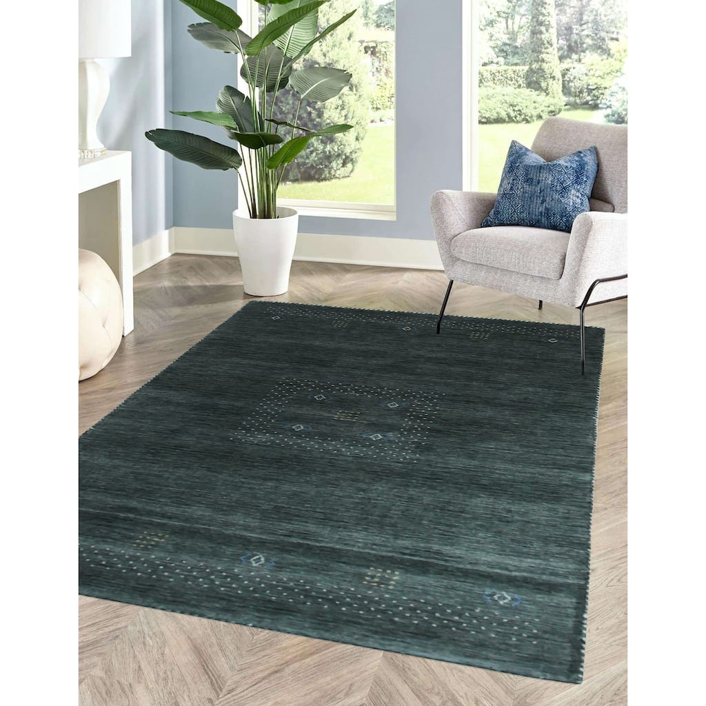 Hand Knotted Wool Gray Modern Solid Modern Loom Area Rug