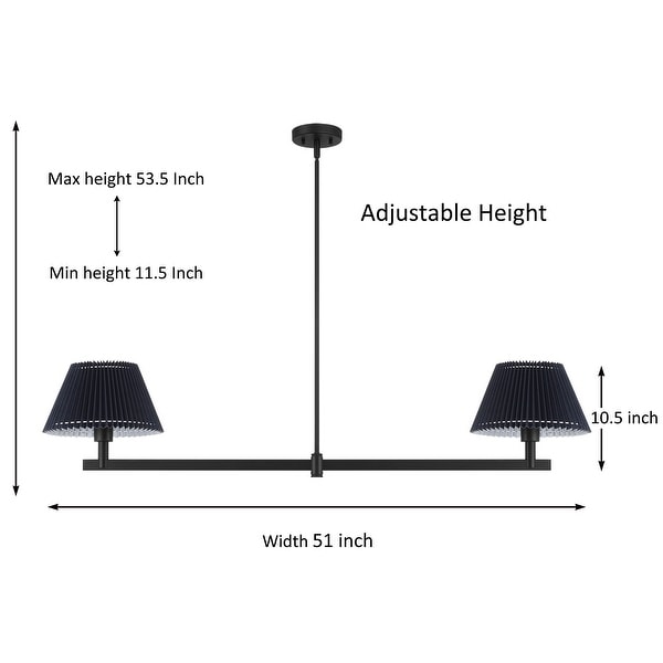 Acroma 2-light Black Linear Chandelier with Fabric Shade - 51