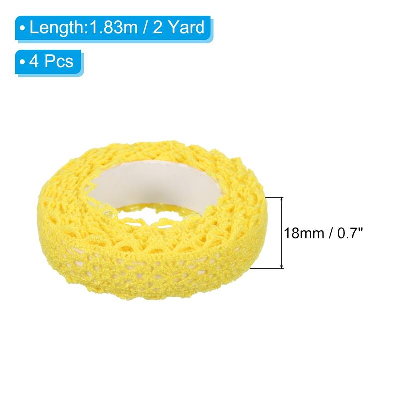 4pcs 0.7" Wide 2 Yards Self-Adhesive Lace Tape Ribbon for Craft - Yellow