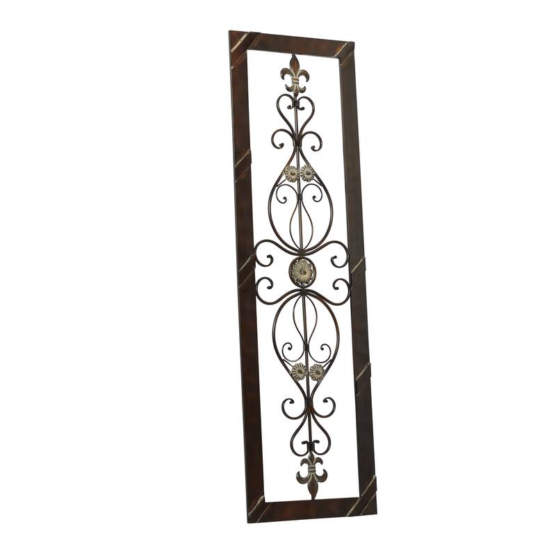 Metal Scroll Ornate Wall Decor with Black Frame - Brown - Roche River Decor