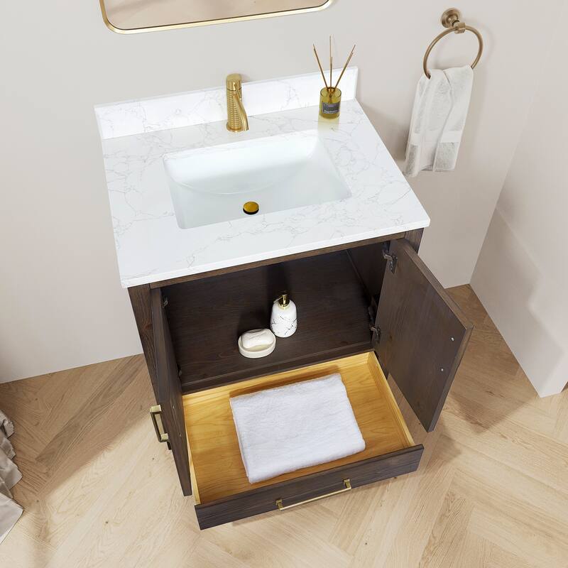 Shannon Bath Vanity with Composite Stone Countertop and Mirror