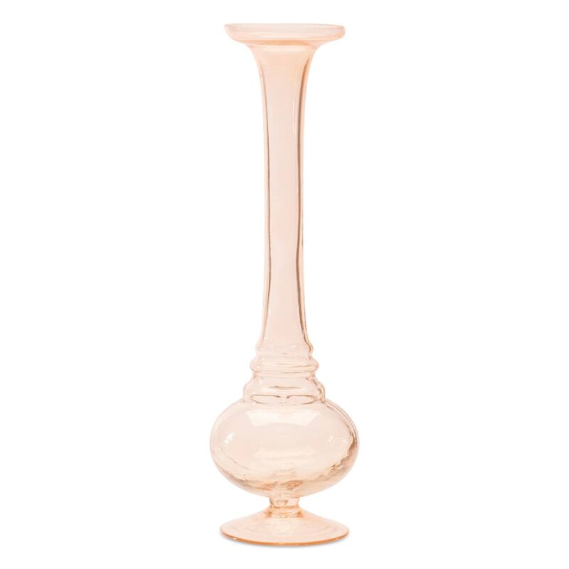 Solid Glass Tall Stem Vases - 11.25" - Pink - Set of 2