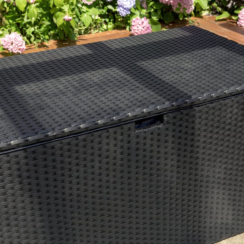 Outdoor 52.75"W 140 Gallon Patio Oversize Wicker Storage Bench Deck Box - 52.75"W x 29"D x 26"H