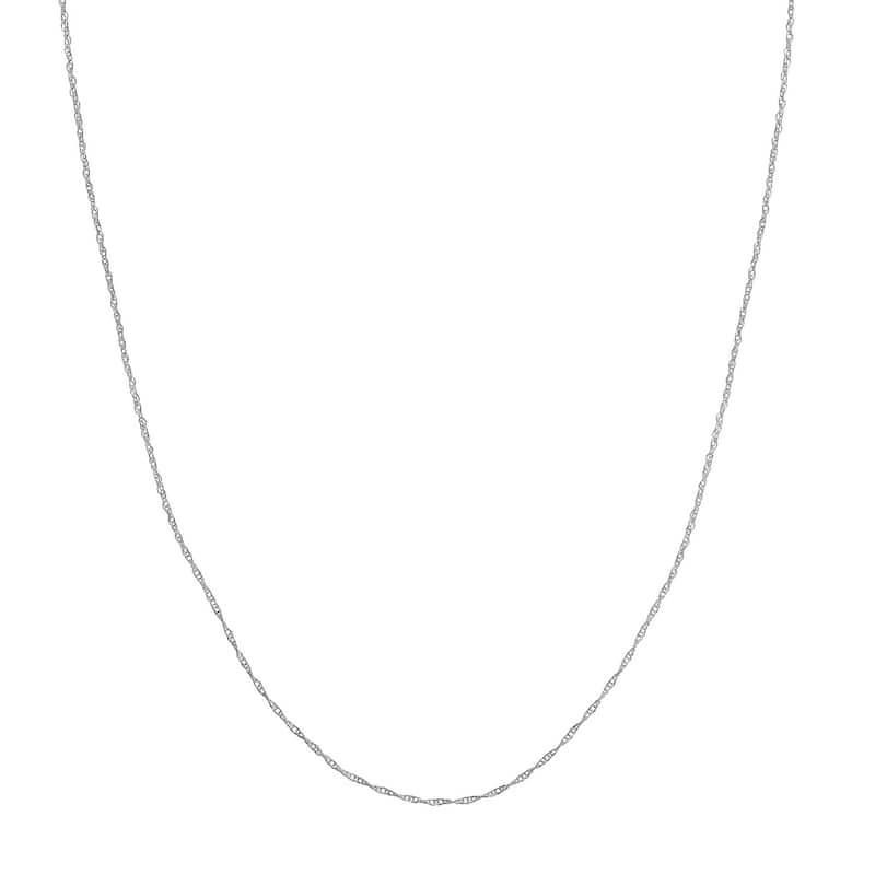 Curata 14k White Gold 1.2mm Light Weight Rope Chain Necklace (Lobster)