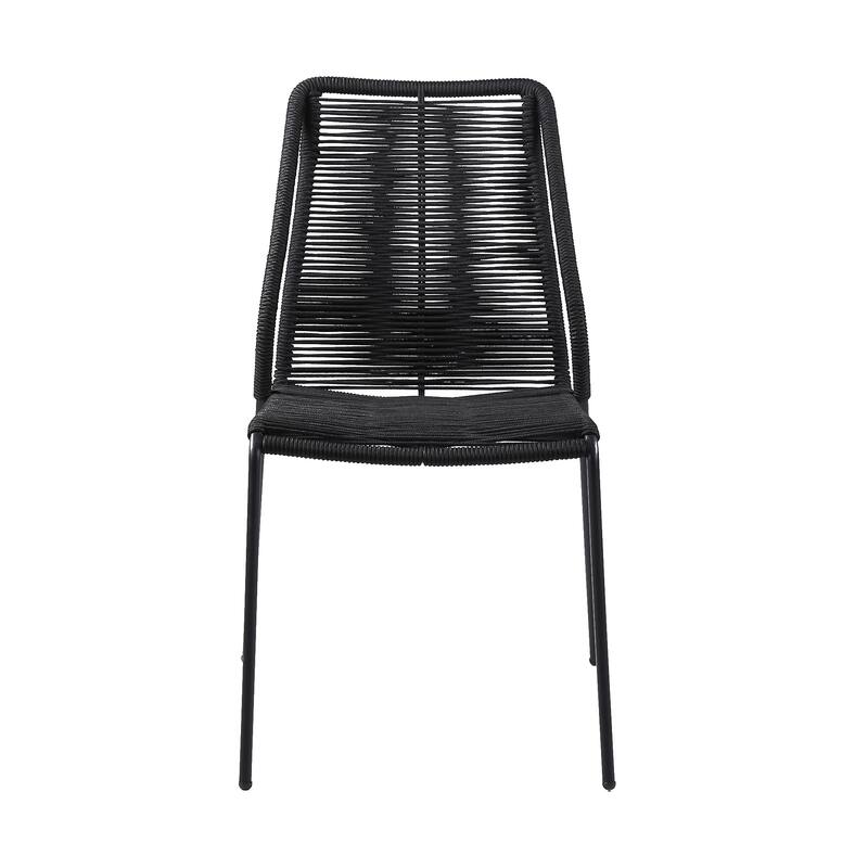 Clip Rope and Steel Indoor Outdoor Stack Dining Chairs - Set of 2