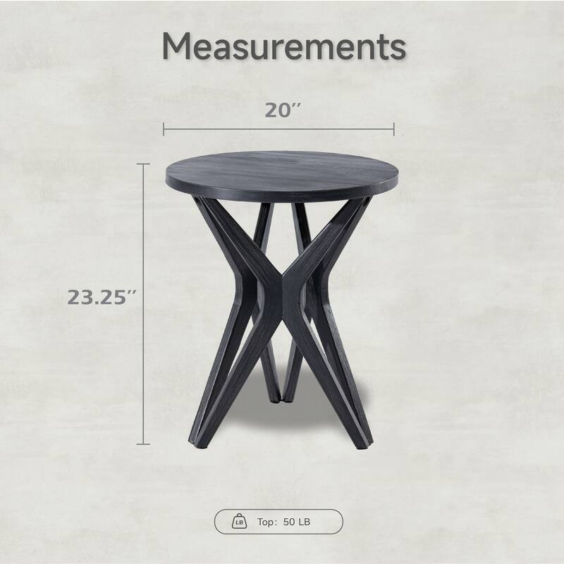 COZAYH Pedestal Farmhouse End Table, Distressed Top with Base for Modern Farmhouse, Boho Decor, Round