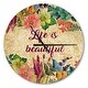 preview thumbnail 9 of 8, Designart 'Life is Beautiful Butterfly Floral' Oversized Quote Wall CLock