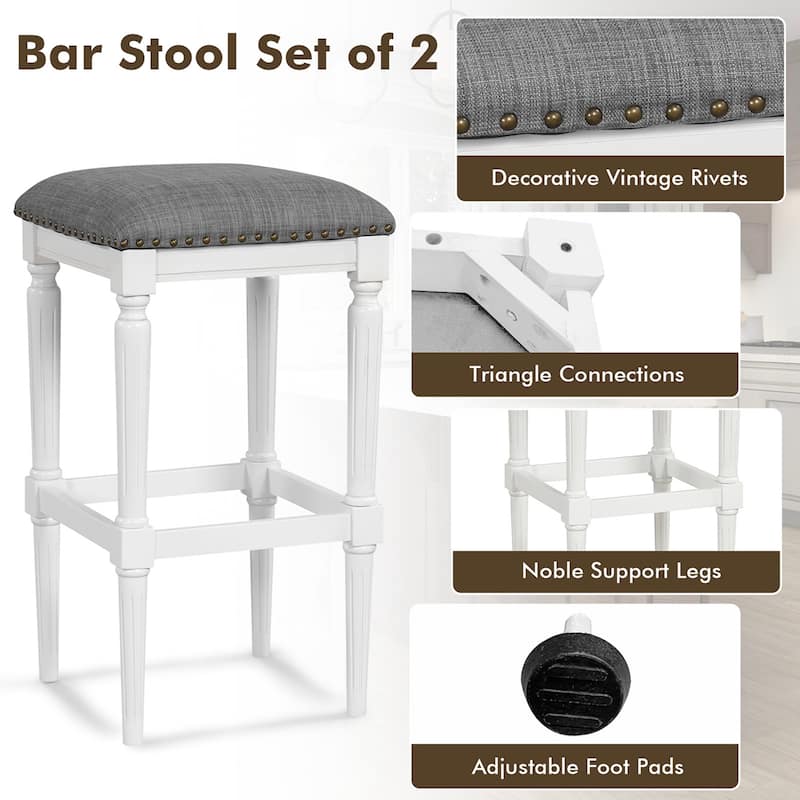 Costway 3 Heights Saddle Stool Set of 2 Square Kitchen Island Stool - See Details