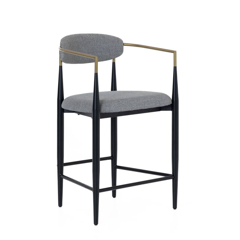 Modrest Buchtel Mid-Century Modern Medium Grey, Gold Arm & Black Counter Chair