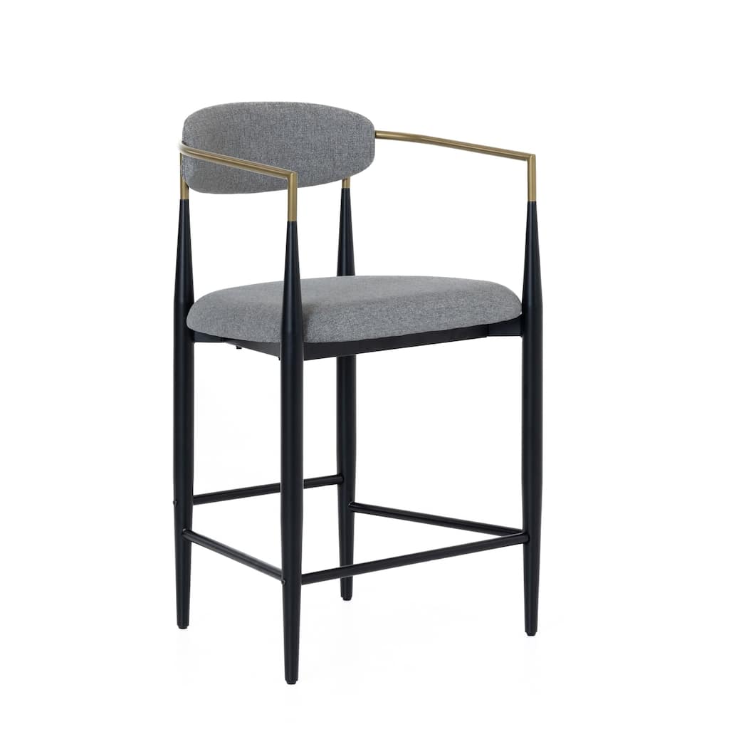 Modrest Buchtel Mid-Century Modern Medium Grey, Gold Arm & Black Counter Chair