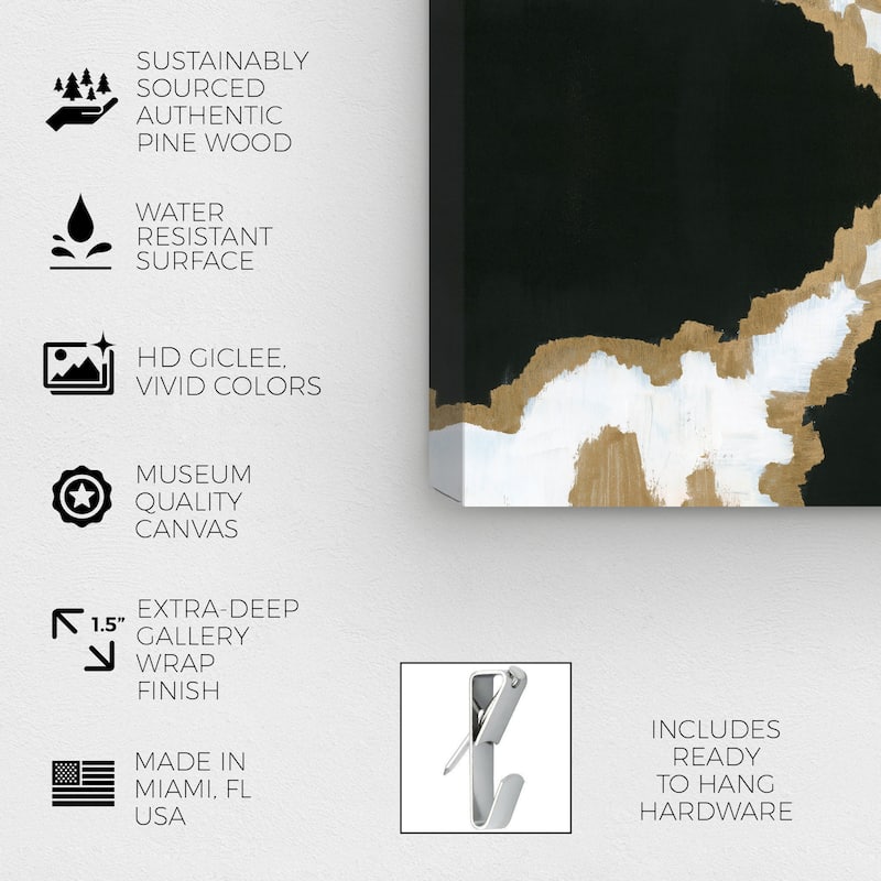 Wynwood Studio Canvas Abstract Mis Montanas Black and Metallic Gold Modern & Contemporary Wall Art Canvas Print