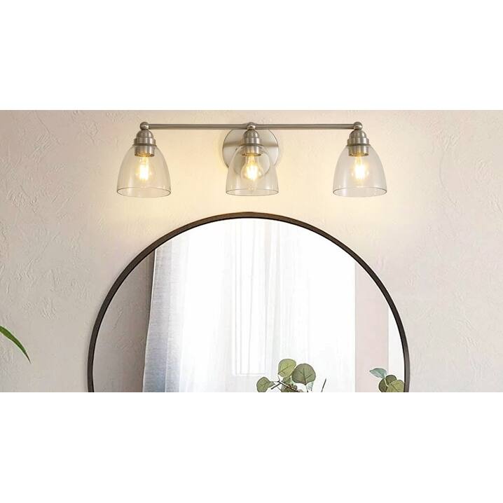 Modern 3-Light Vanity Light 26.2"" Brushed Nickel & 25.7"" Black Bronze with Clear Glass