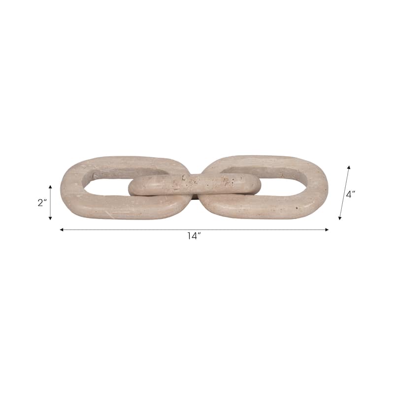 Sagebrook Home's Travertine 14-inch Tan 3-link Chain Decor - Timeless Decorative Object for a Sophisticated Touch
