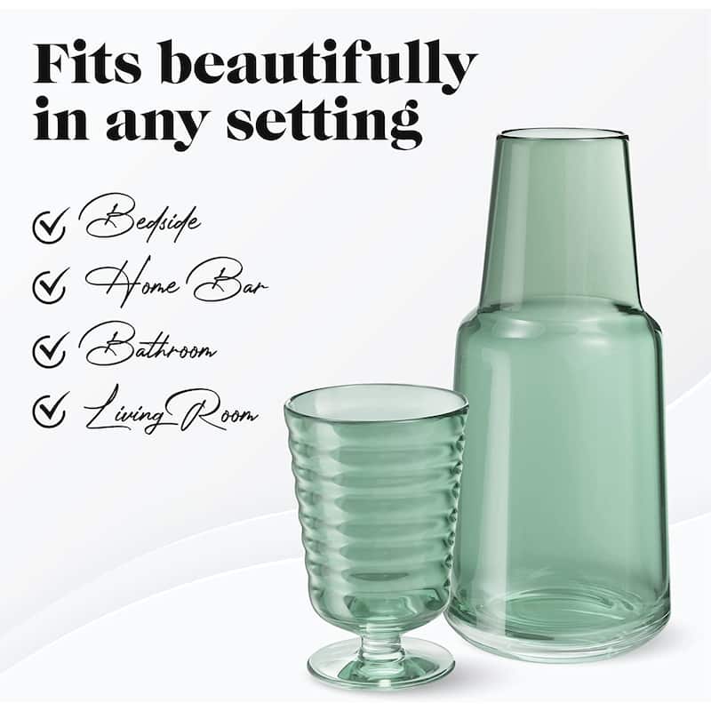 American Atelier Bedside Water Carafe with Footed Glass/Lid