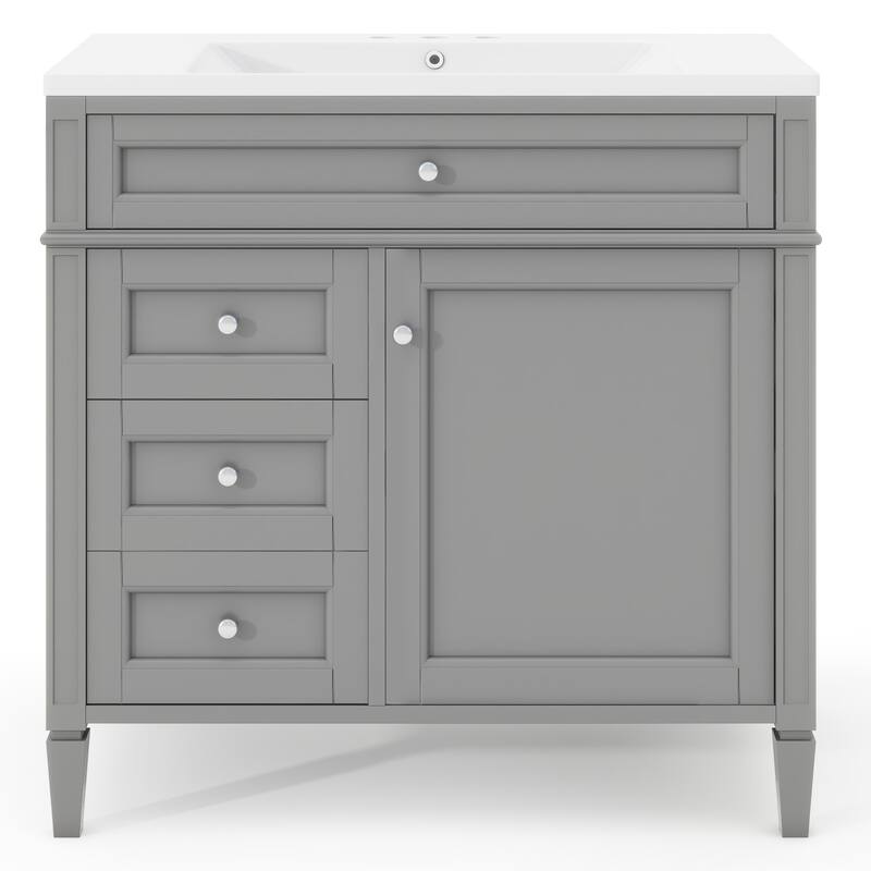 36"Wall Mounted Bathroom Vanity with Resin Sink - Grey