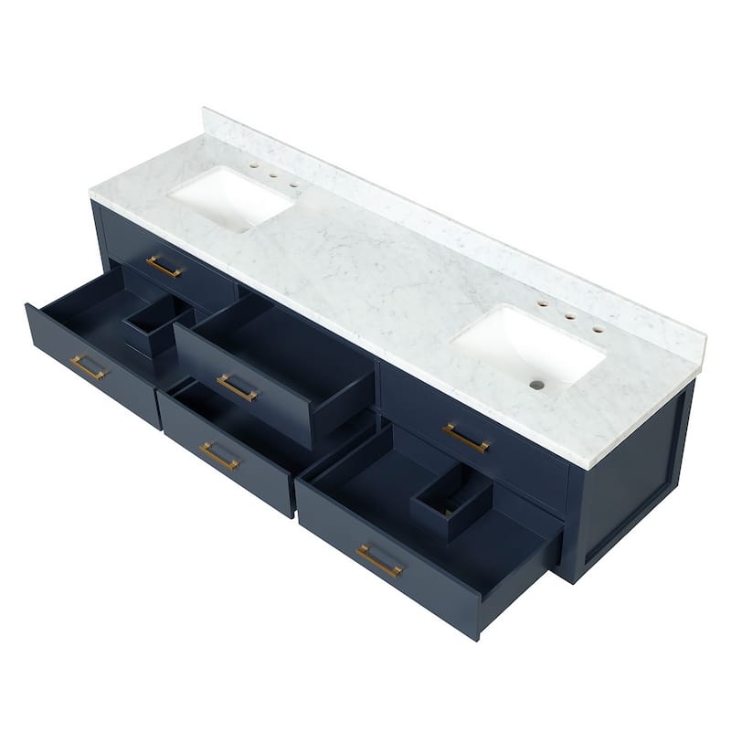 Lexora Castor Double Bath Vanity and Carrara Marble Top