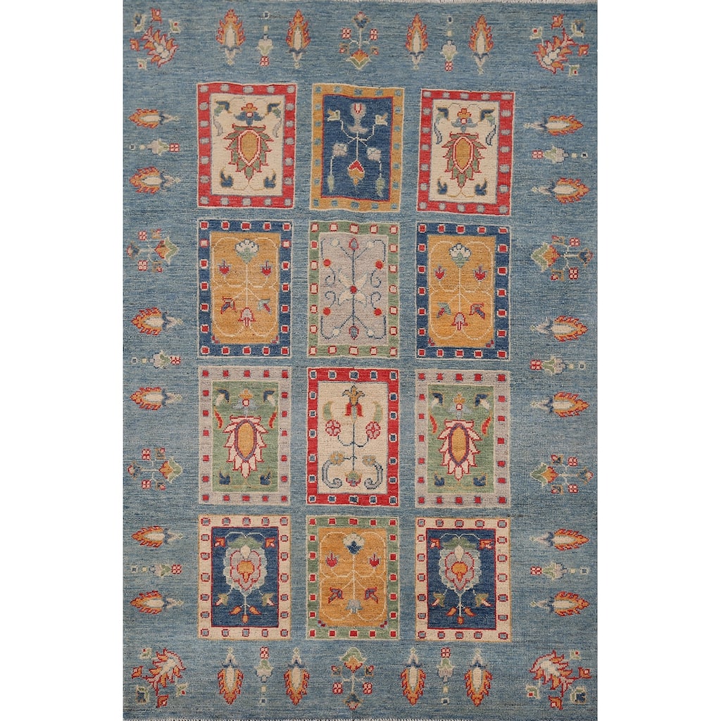 Garden Design Kazak Oriental Area Rug Handmade Wool Carpet - 4'3" x 6'2"