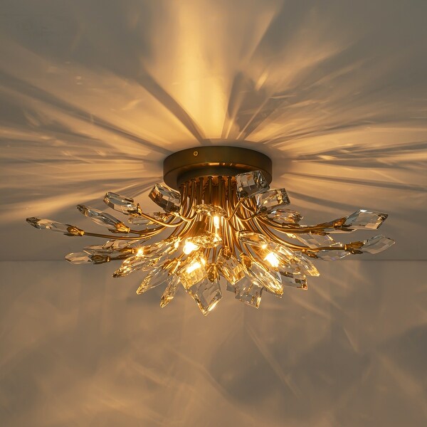4 Light Modern Industrial Linear Cluster Crystal Flush Mount Light Sputnik Ceiling Light for Dining Room On Sale Bed Bath Beyond 40535142