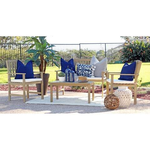 Siarth 4-piece Wood Outdoor Chat Set with Cushion Pads by Havenside Home
