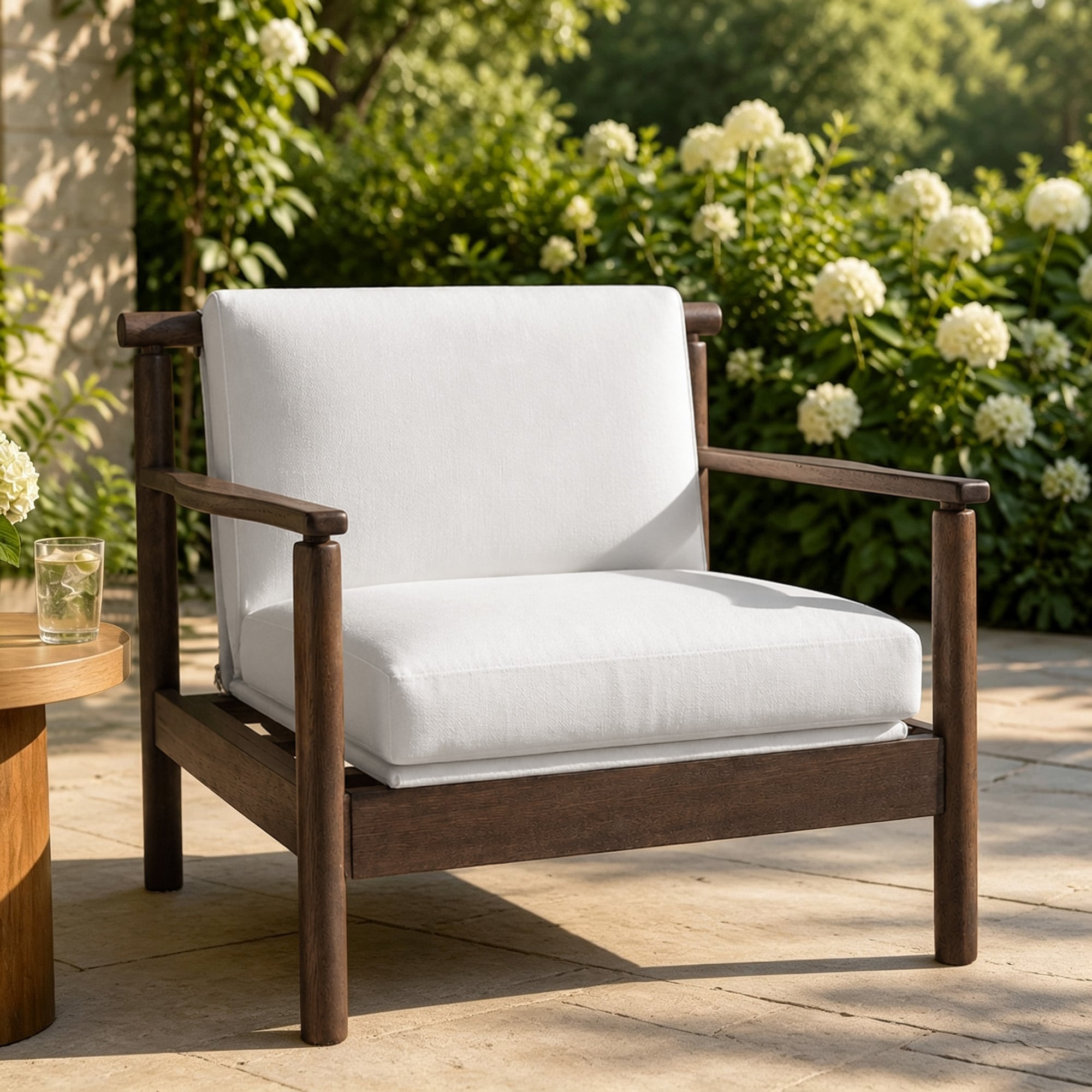 Modern Teak Wood Outdoor Lounge Water-Resistant Club Chair