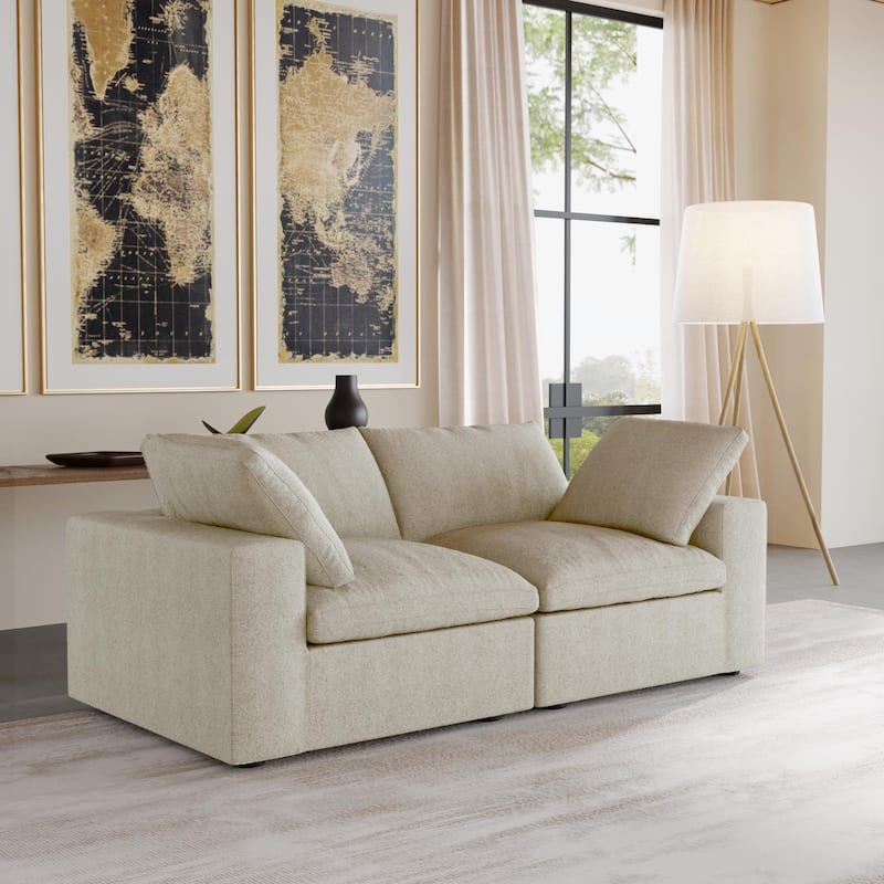 80.3" Linen Upholstered Sofa Mutiple Custions Loveseat Sofa