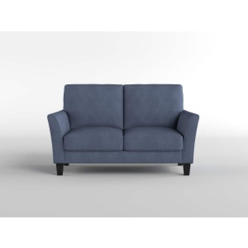 Xumo Loveseat, Blue Fabric, 56 Inch, Black Tapered Wood Legs