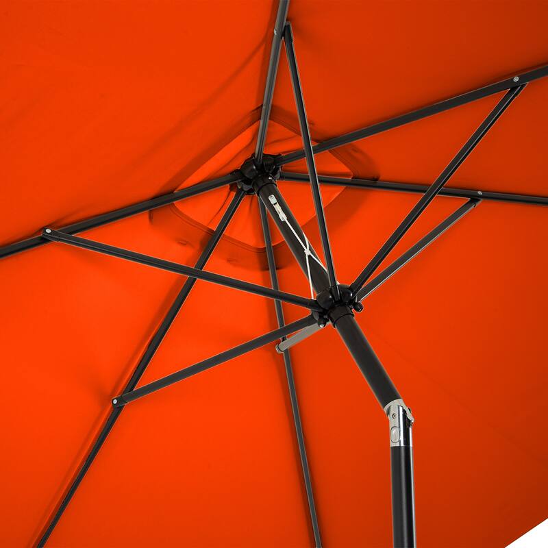 Rectangular Patio Umbrella - 10 Ft Easy Crank Sun Shade with Push Button Tilt by Pure Garden (Orange)