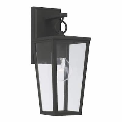 Elliot Black Outdoor Wall Lantern w/ Clear Glass