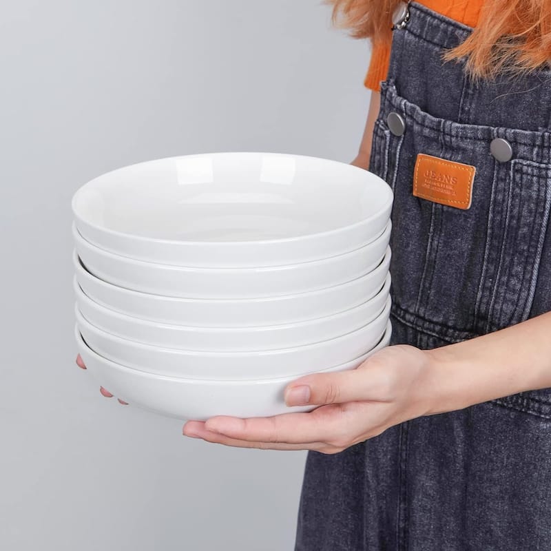 White Bowl Sets for Salad Soup Pasta Popcorn Fruits