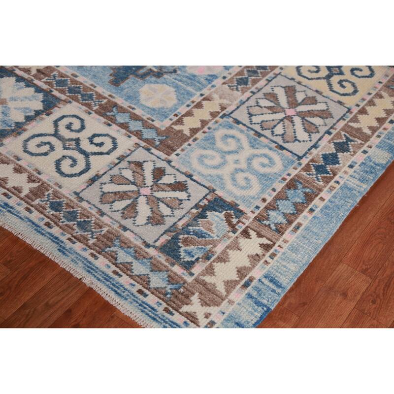 Hand Knotted Oriental 100% Wool Carpet Transitional All-Over Navy Blue & Blues Oushak Area Rug - 11' 0'' X 8' 4''
