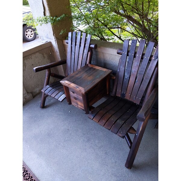Top Product Reviews For Outsunny Wooden Outdoor Two Seat Adirondack Patio Chair With Ice Bucket 18013210 Overstock