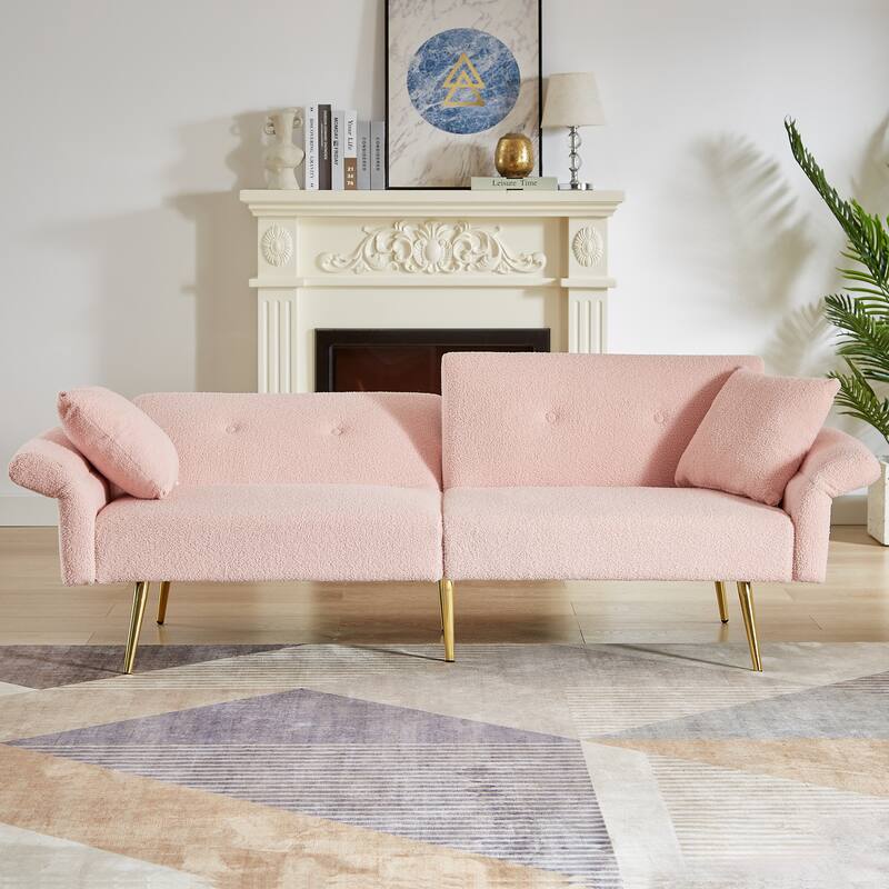 Loveseat with Side Pocket, Sleeper Sofa Bed with Foldable Armrest, Accent Sofa with Adjustable Backrest