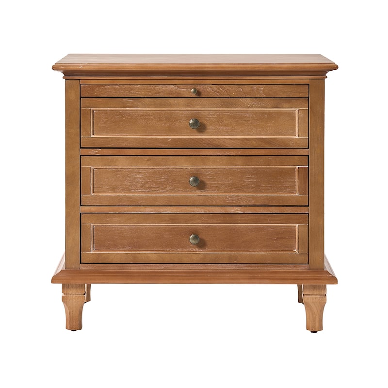 Muriel Farmhouse 3 Drawers Nightstand with Built-In Outlets by HULALA HOME