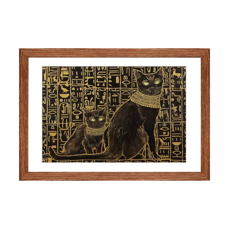iCanvas "Egyptian Black Cat Apprentice Oil" by Yue Zeng - Walnut - 16x24x1