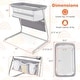 preview thumbnail 4 of 7, Gray Metal Fabric Mesh Baby Bassinet Bedside Sleeper with Adjustable Height and Storage Pockets - 37" x 27.5"