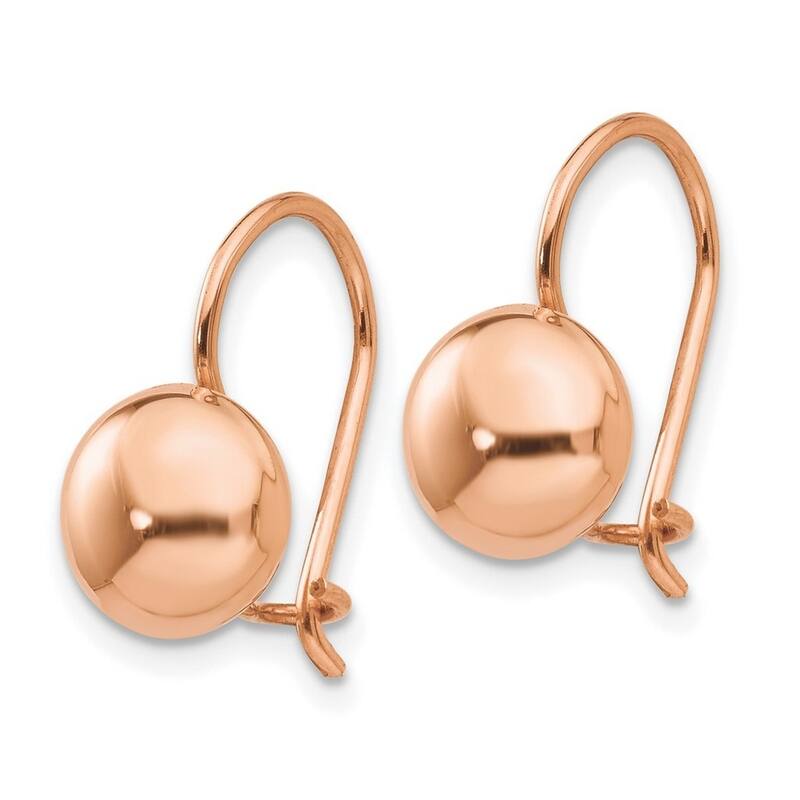 Curata 14k Rose Gold Polished 8mm Button Kidney Wire Earrings