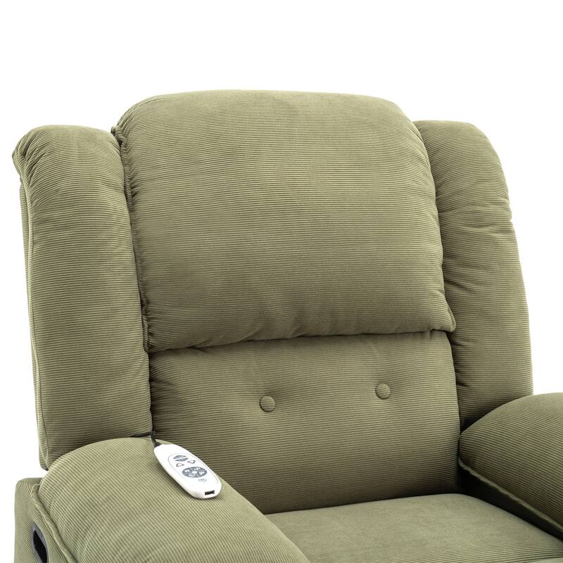 Corduroy Power Lift Recliner with Massage & Extendable Armrests