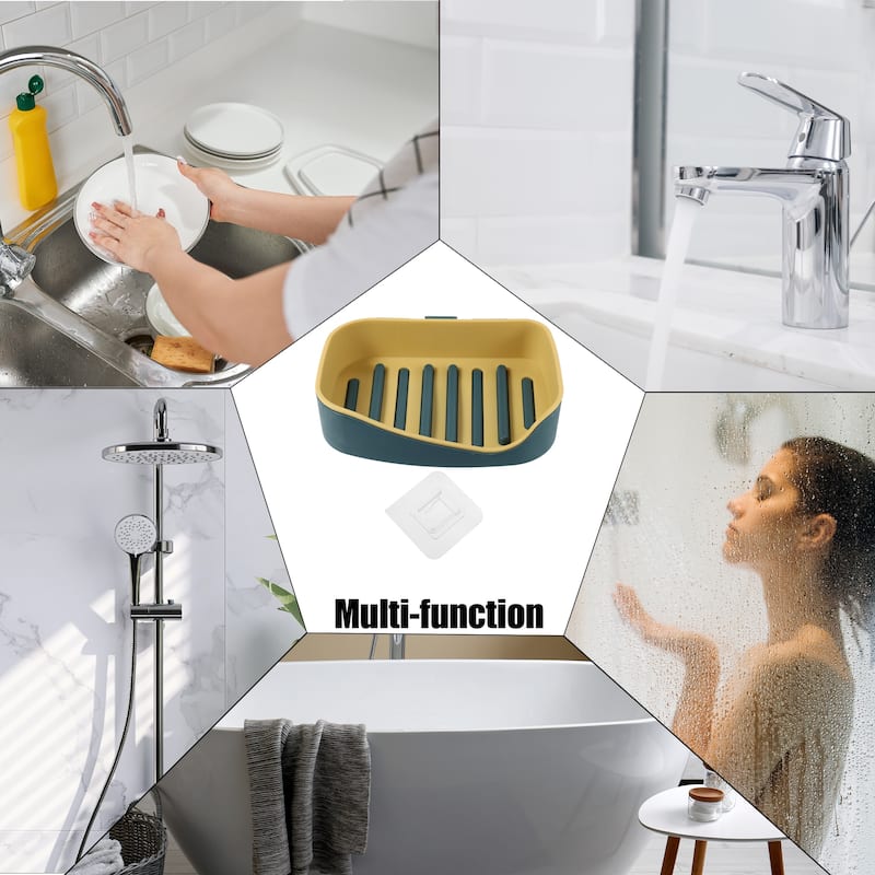 Soap Dish Keep Soap Dry Home Drill Free Soap Holder Plastic 13x9.2cm