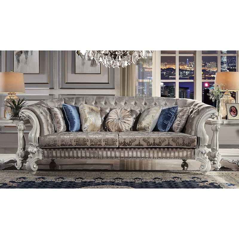 Calvert Ivory and Bone White Sofa with Oversized Scrolled Leg