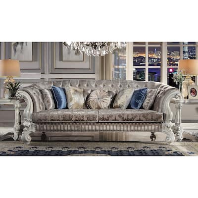 Calvert Ivory and Bone White Sofa with Oversized Scrolled Leg