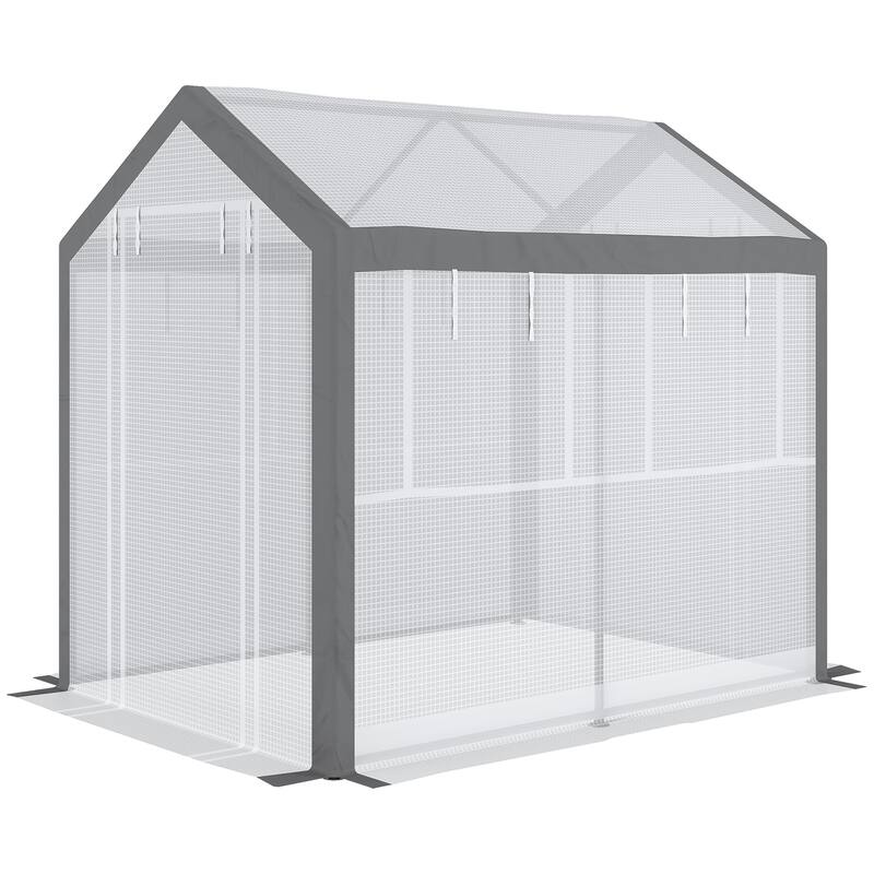 UV-Resistant Plant Nursery Shed with Roll-Up Windows & Zippered Doors, Air Vents, Tear-resistant Garden Shed Greenhouse